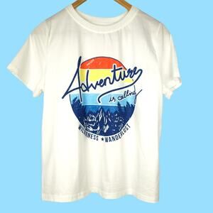 SHEIN ~ Adventure Graphic Tee L Campcore Kidcore Y2K